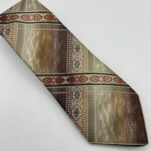 Don Loper Beverly‎ Hills California Tie Tapestry Brown Blue Vintage 56.5" Long